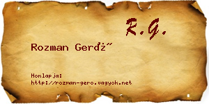 Rozman Gerő névjegykártya